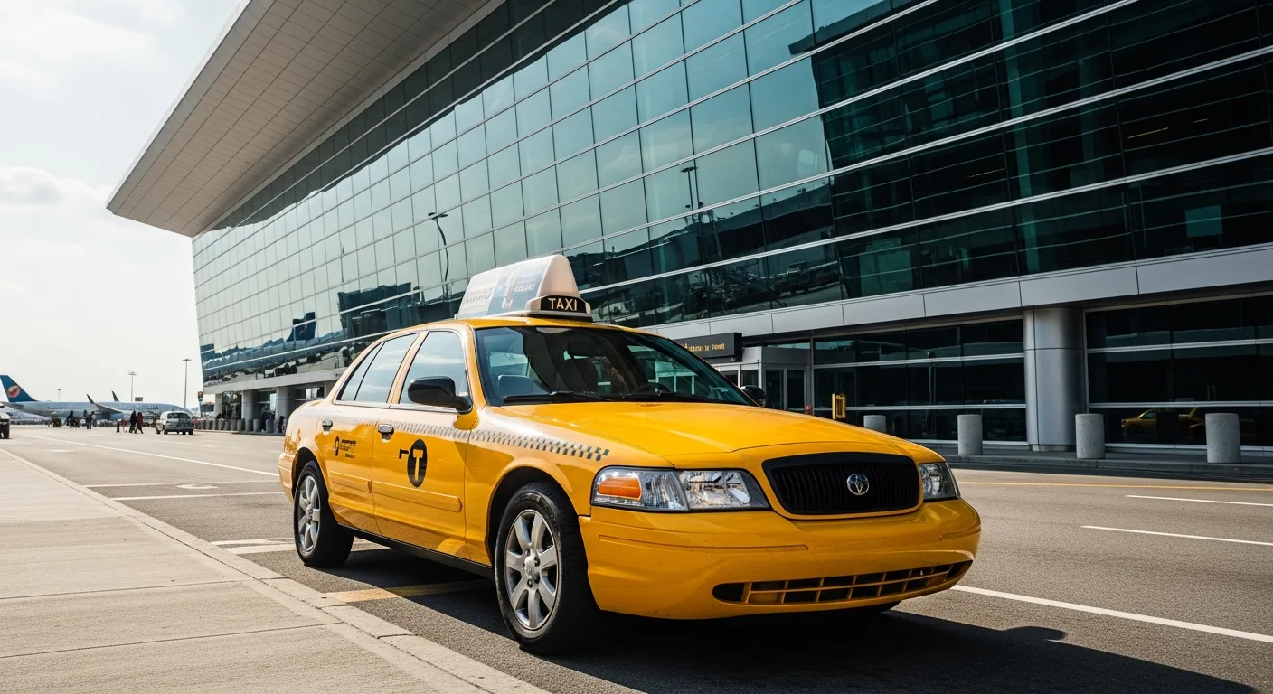 Taxi at an airport terminal